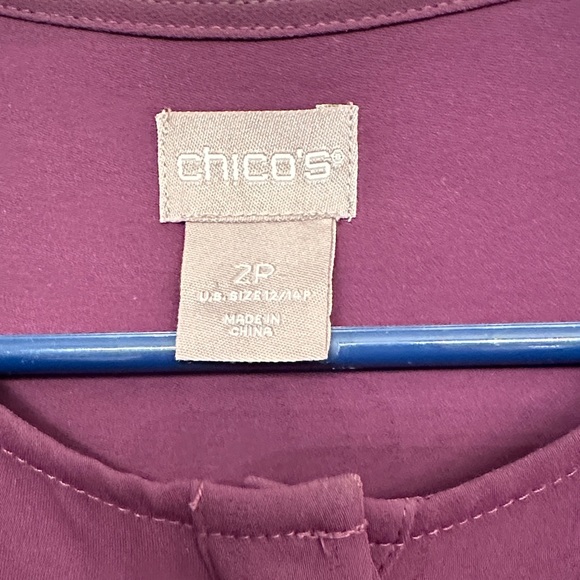 Chico’s Deep Purple Blouse with Pleated Sleeves 2P - Picture 2 of 3